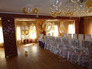 Украшение свадьбы банкетного зала шарами красиво 